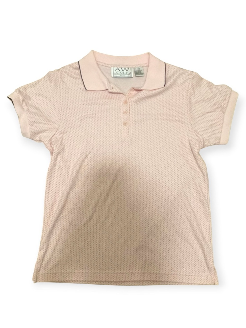 Vintage Alyson Whitman AW Golf Pink Polka Dot Petite Small Polo Shirt